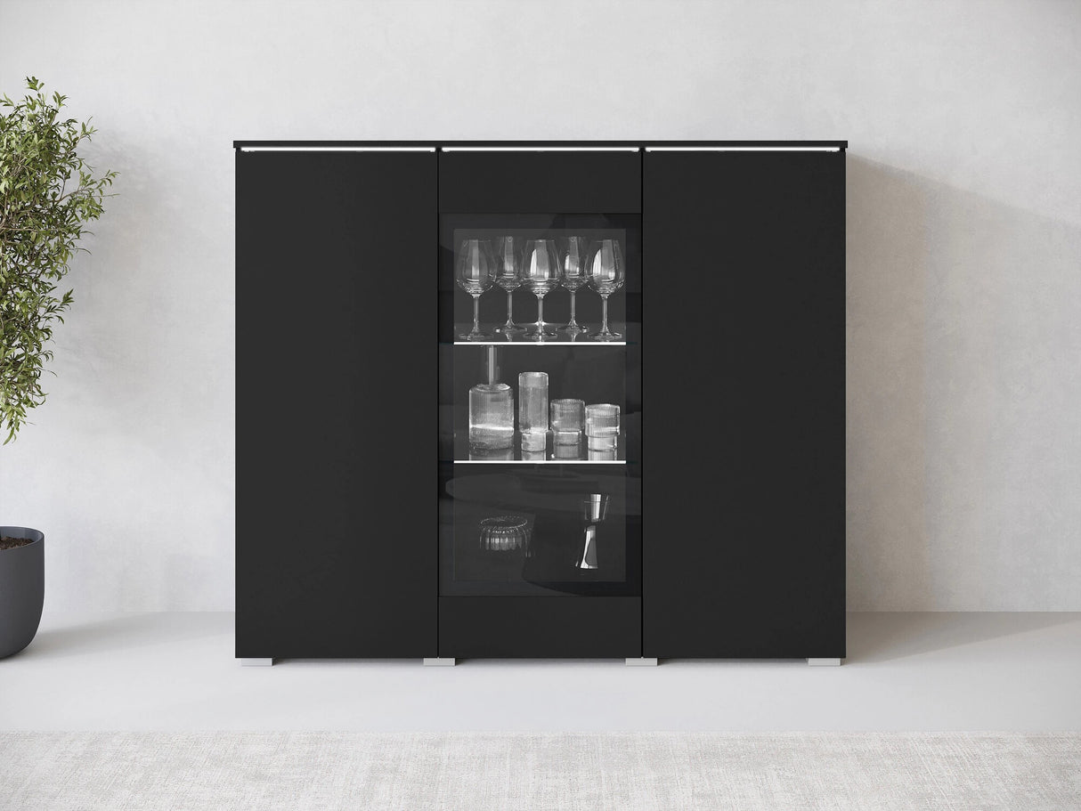 Szekrény Komoda VERA 120, Szín: Grafit, Led világítás: Igen