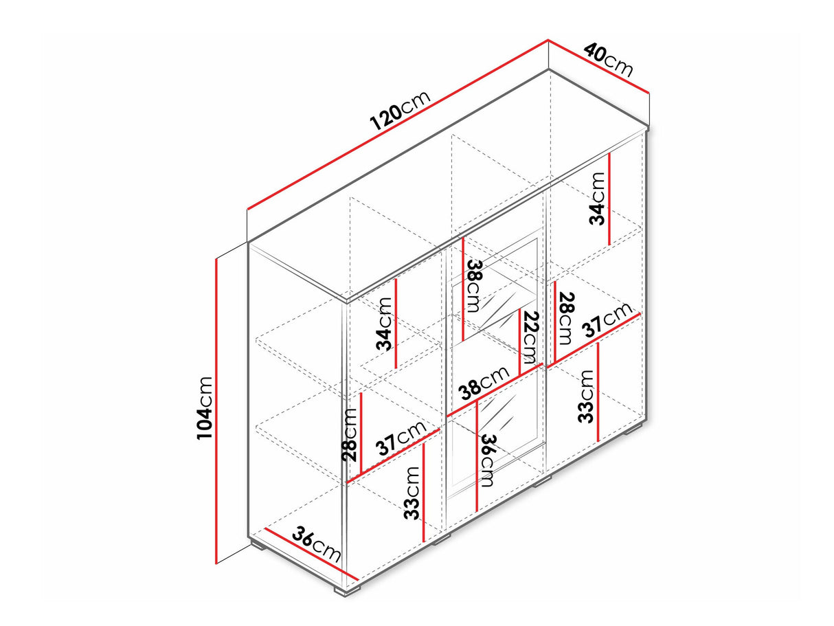 Szekrény Komoda VERA 120, Szín: Wotan tölgy, Led világítás: Nem