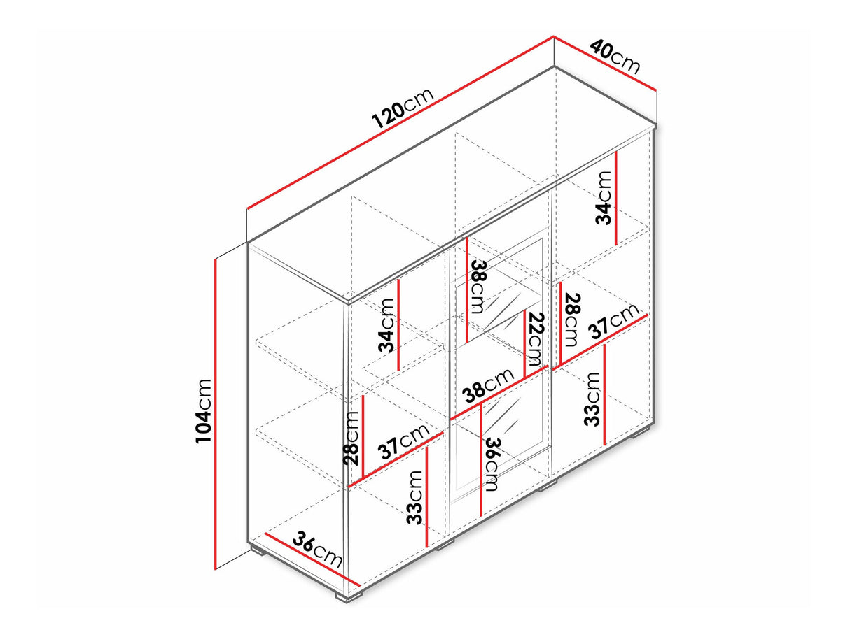 Szekrény Komoda VERA 120, Szín: Wotan tölgy, Led világítás: Igen