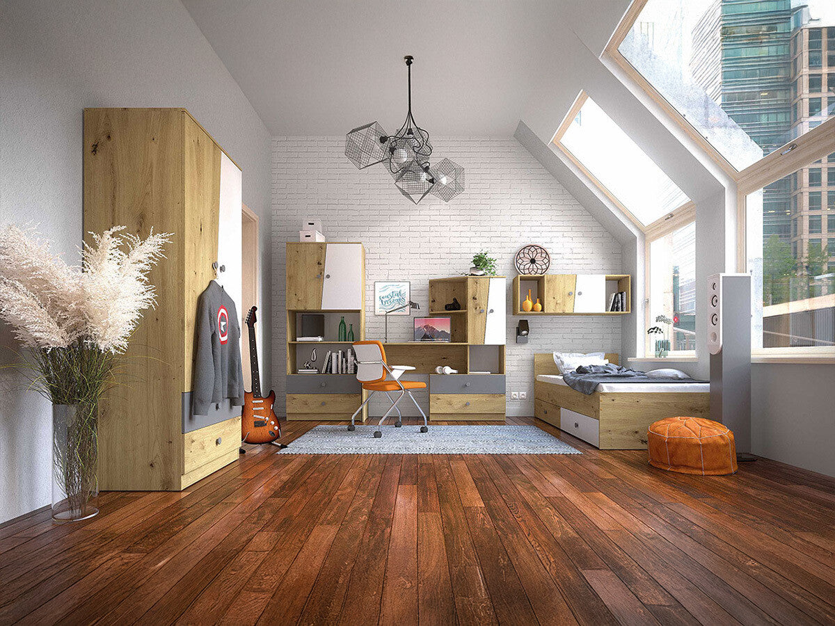 Bútorkészlet Nero II (Wurak), Szín: Artisan tölgy + Fehér + Szürke