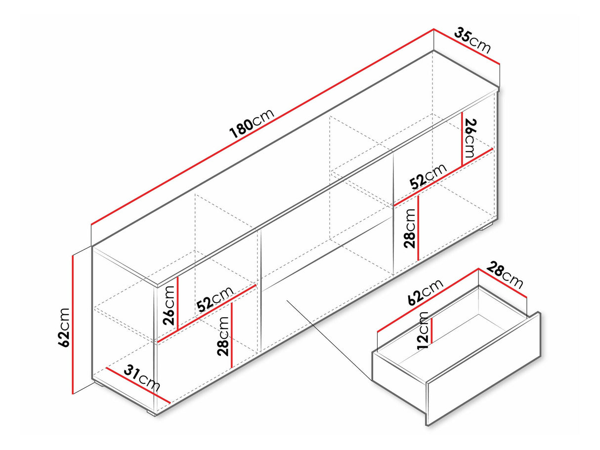 TV-állvány Szafka RTV VERA 181, Szín: Grafit, Led világítás: Nem