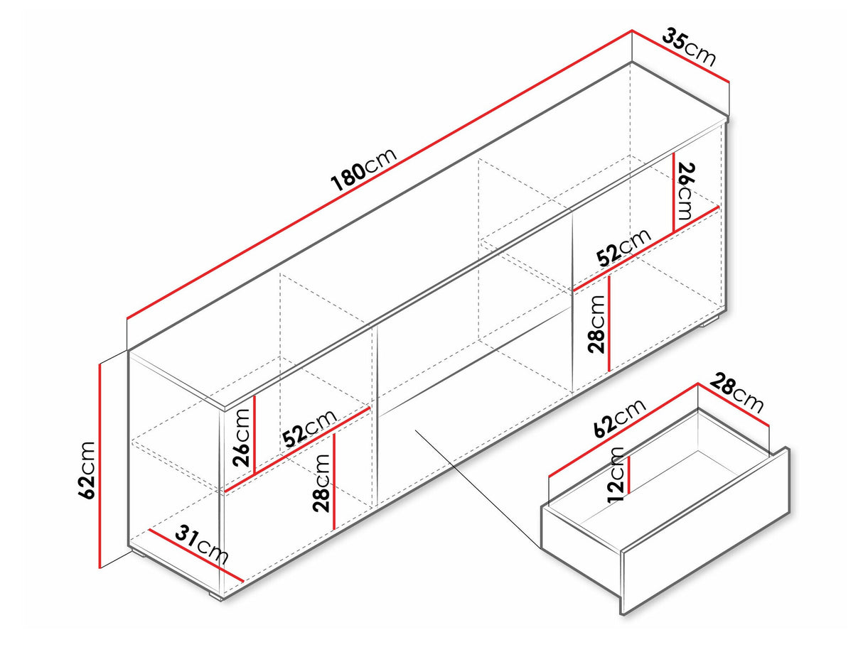 TV-állvány Szafka RTV VERA 181, Szín: Grafit, Led világítás: Igen