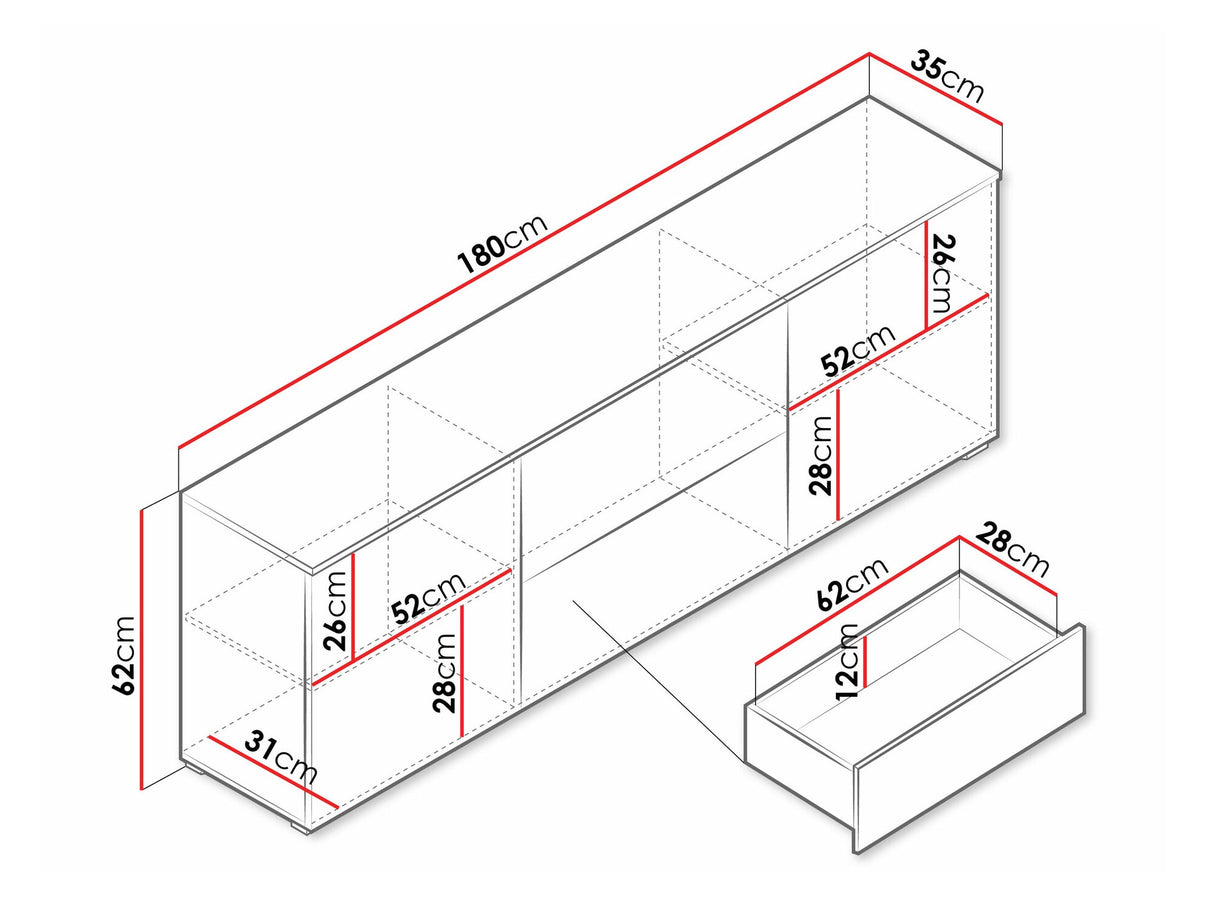 TV-állvány Szafka RTV VERA 181, Szín: Wotan tölgy, Led világítás: Nem