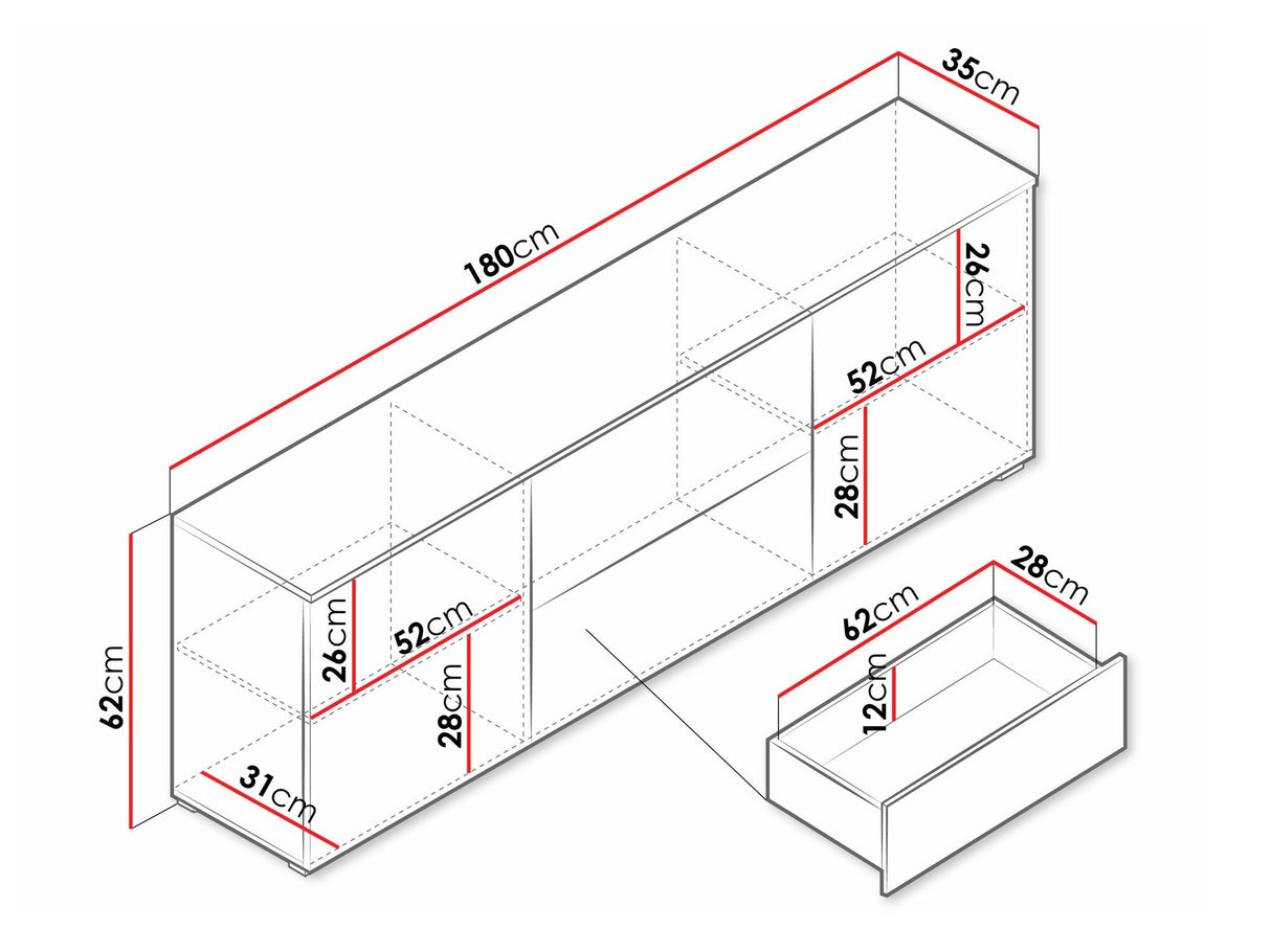 TV-állvány Szafka RTV VERA 181, Szín: Wotan tölgy, Led világítás: Igen