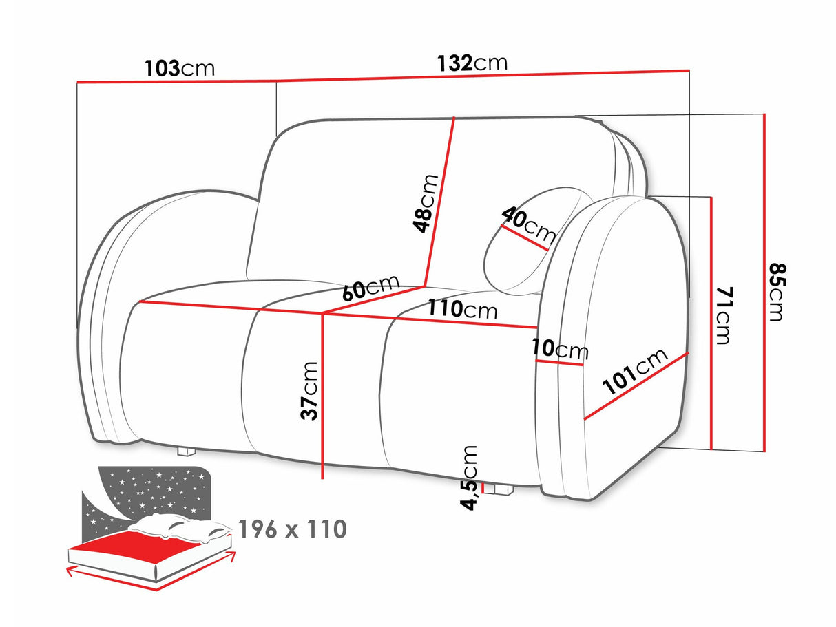 Kanapéágy Kanapa VIVA COMFY II, Szín: Velo 621