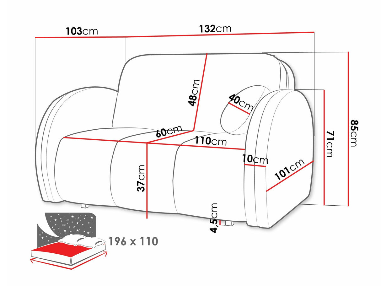 Kanapéágy Kanapa VIVA COMFY II, Szín: Velo 626