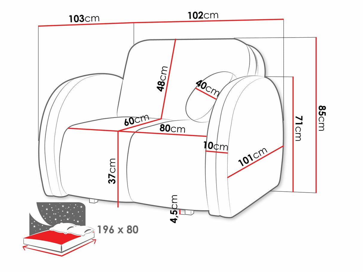 Fotel Kanapa VIVA COMFY I, Szín: Velo 623