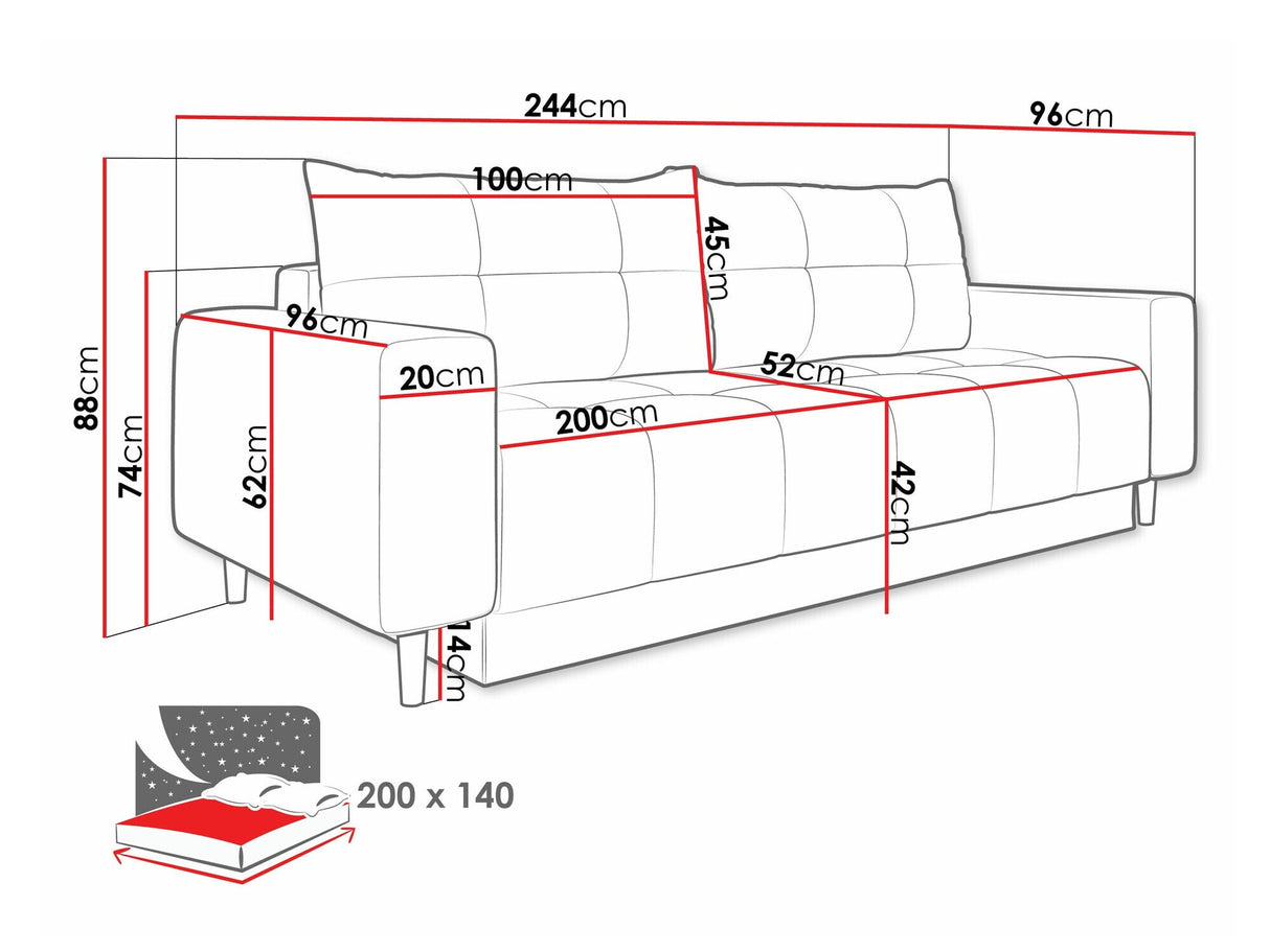Kanapéágy Kanapa SANTI, Szín: Bluvel 30