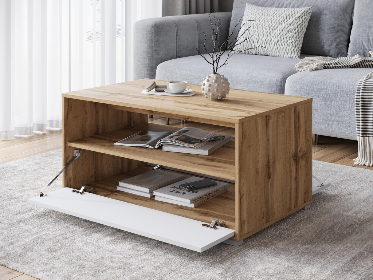 Dohányzóasztal Stolik kawowy NAIROBI II S02, Szín: Matera szürke + Fehér