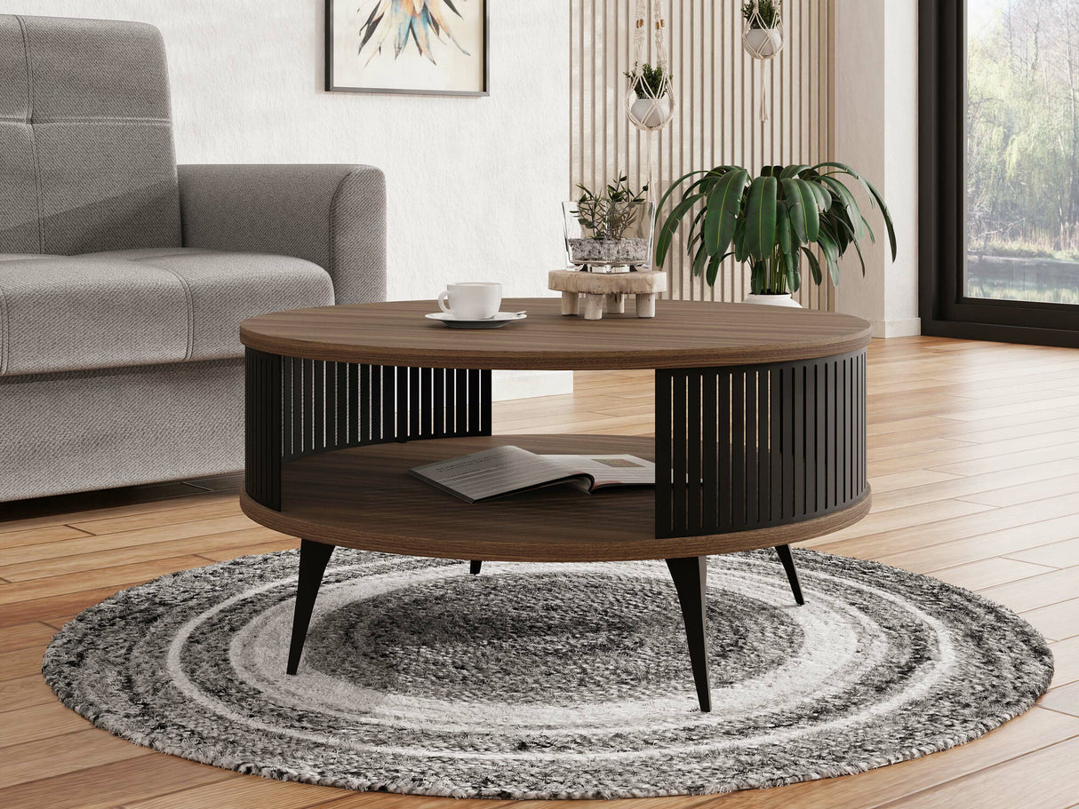 Dohányzóasztal Stolik kawowy ROENNI, Szín: Fekete + Dió