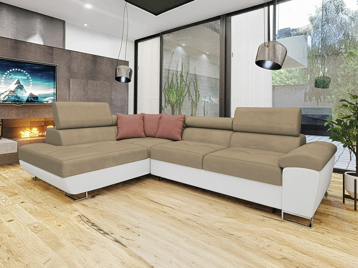 Sarokkanapé Kiságyere (Alvin), Szín: Soft 017 + Uttario Velvet 2979 + Uttario Velvet 2955, Változatok: Balos