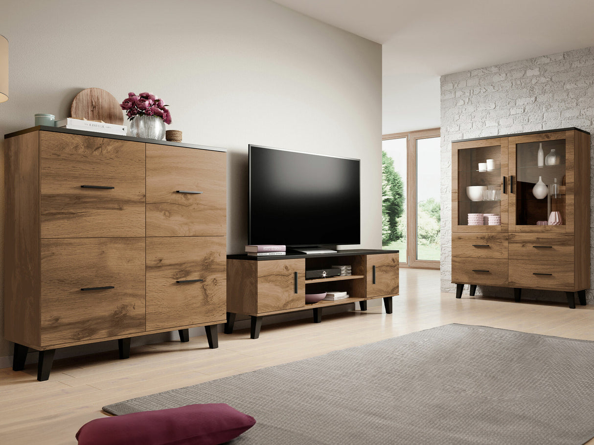 Nappali szett LOTTA II II (Sanna II), Szín: Wotan tölgy + Fekete