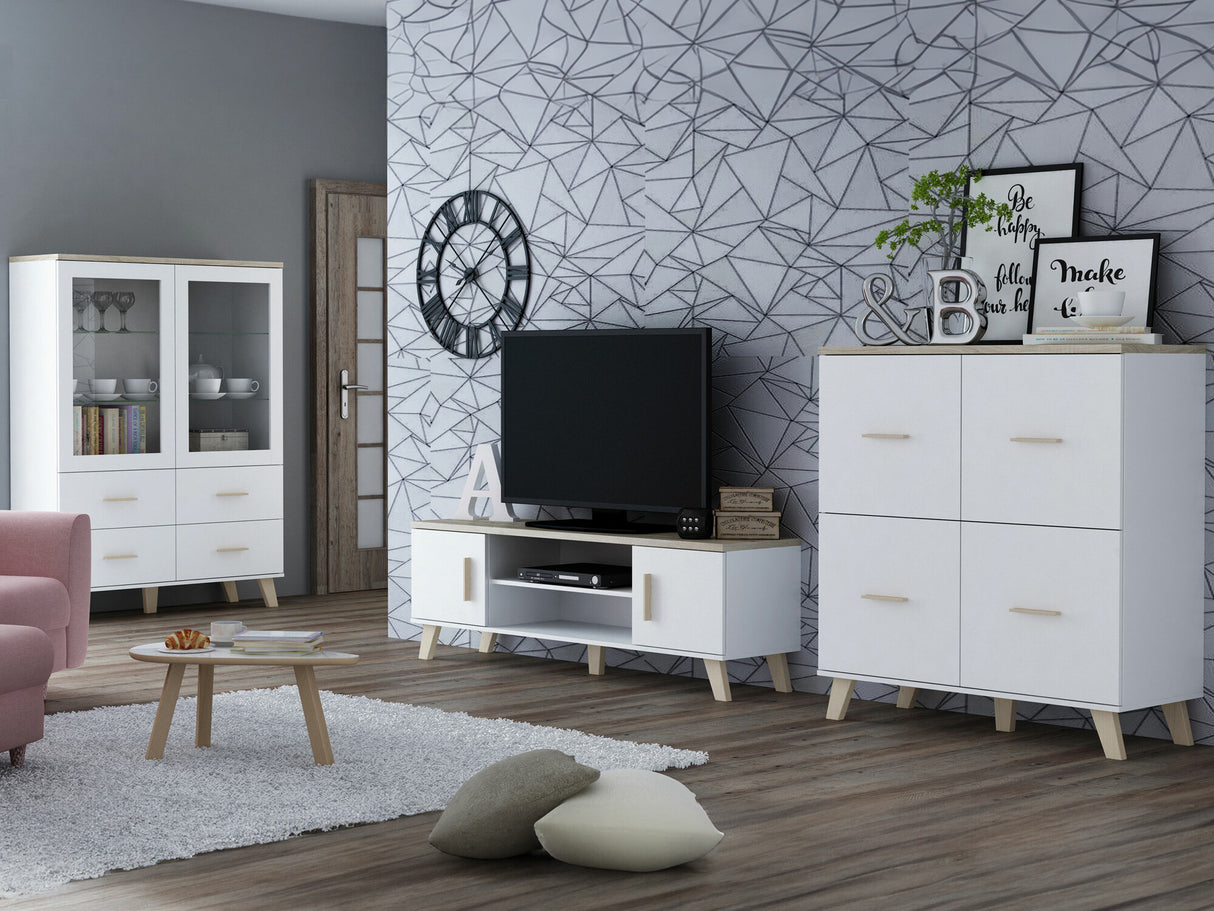 Nappali szett LOTTA II II (Sanna II), Szín: Fehér + Sonoma tölgy