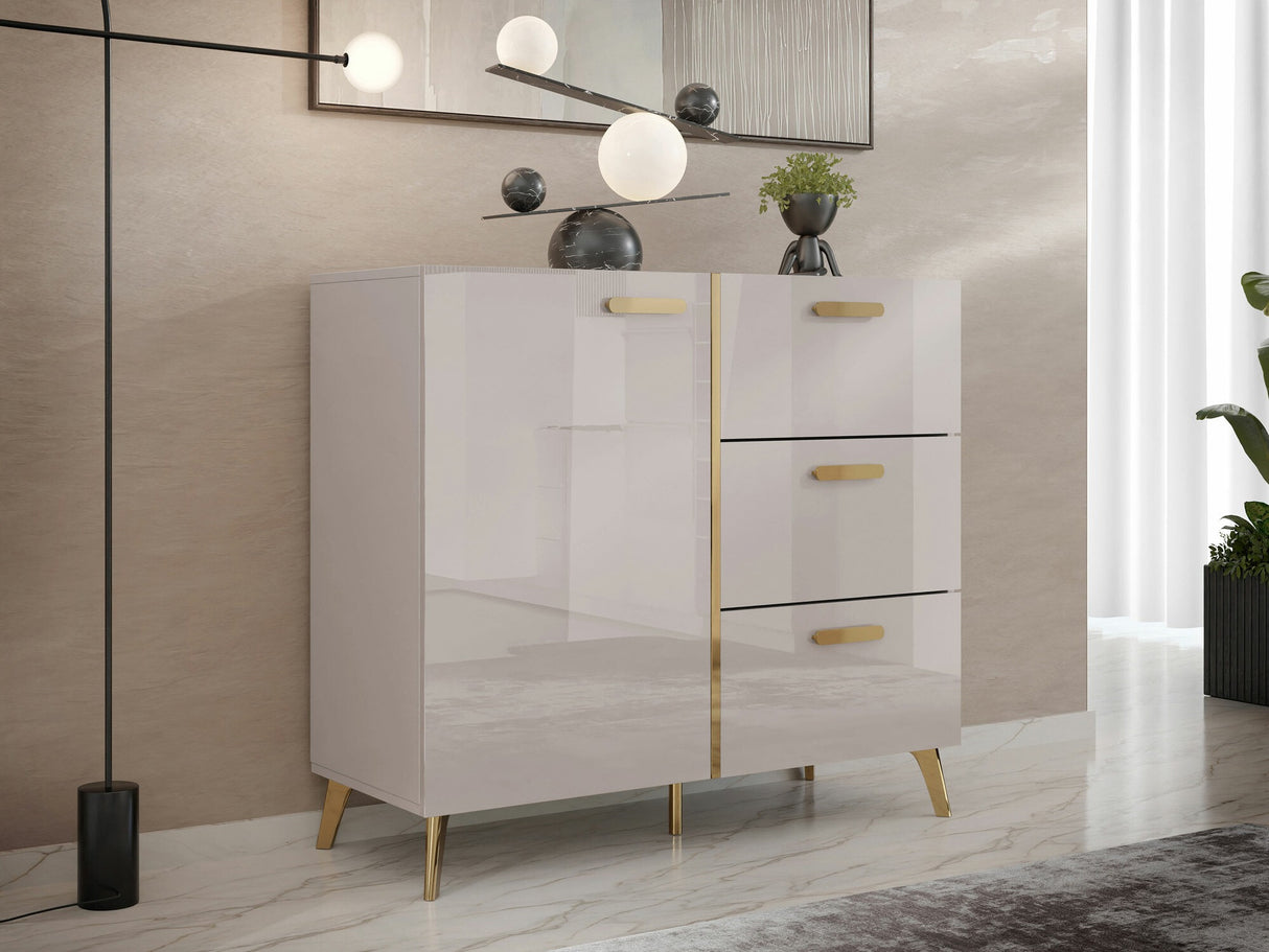 Komód Komoda PICRU 100 1D3SZ Kaszmir/Kaszmir połysk 5903211401633 (Kasmír + Fényes kasmír)