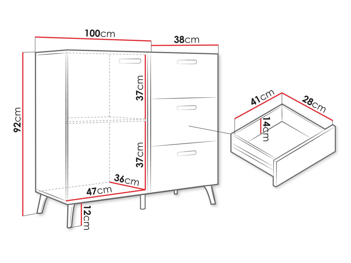 Komód Komoda PICRU 100 1D3SZ Kaszmir/Kaszmir połysk 5903211401633 (Kasmír + Fényes kasmír)