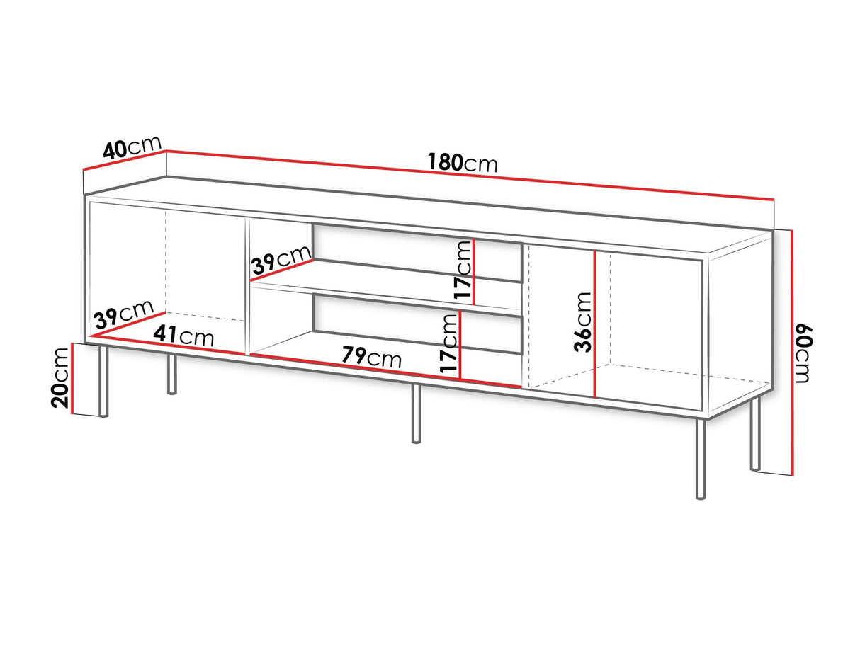 TV-állvány Szafka CORTINA RTV 180 EF, Szín: Fekete