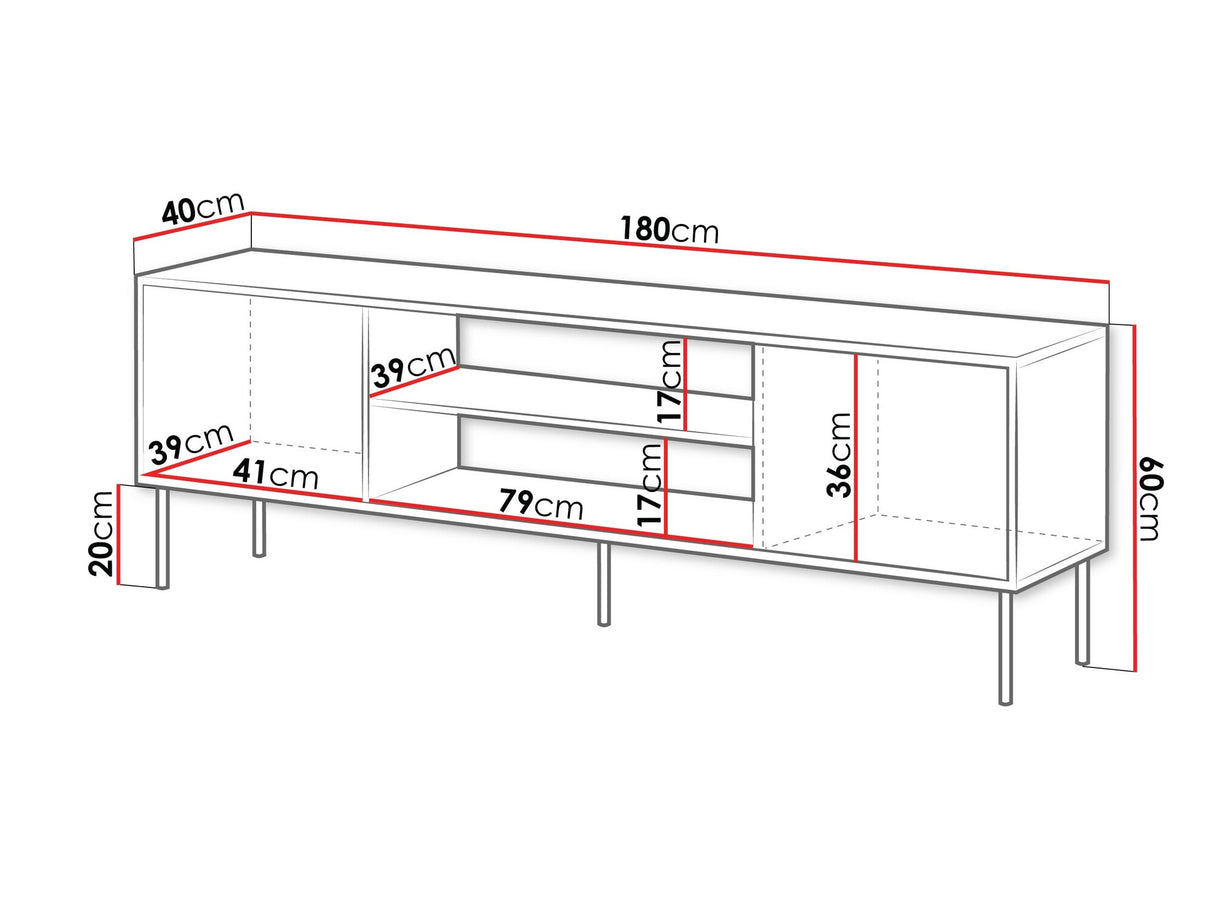 TV-állvány Szafka CORTINA RTV 180 EF, Szín: Dió + Fekete