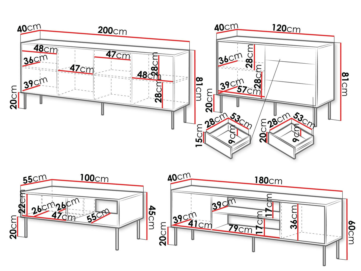 Nappali szett Meble CORTINA II, Szín: Dió + Fekete