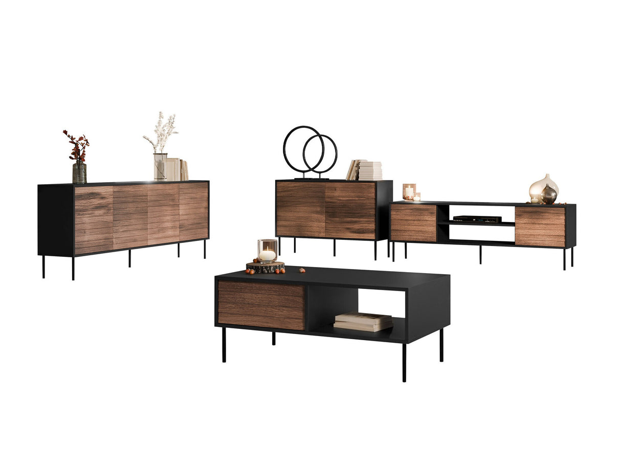 Nappali szett Meble CORTINA II, Szín: Dió + Fekete