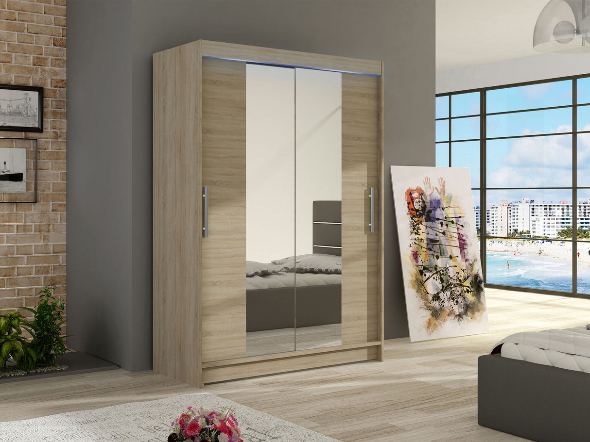 Gardróbszekrény Miami II (Aldo II), Szín: Sonoma tölgy, Led világítás: Igen RGB