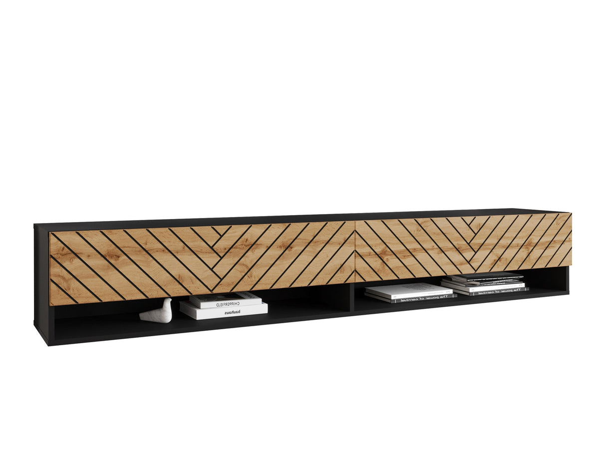 TV-állvány Lowboard A180 (Adenik 180), Led világítás: Nem, Szín: Grafit + Wotan tölgy