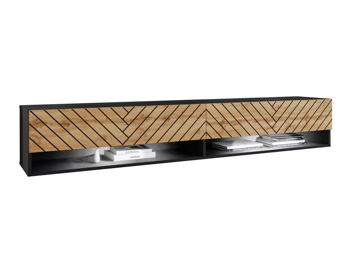 TV-állvány Lowboard A180 (Adenik 180), Led világítás: Igen, Szín: Grafit + Wotan tölgy