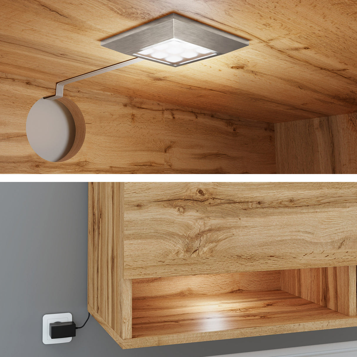 TV-állvány Lowboard A180 (Adenik 180), Led világítás: Igen, Szín: Grafit + Wotan tölgy