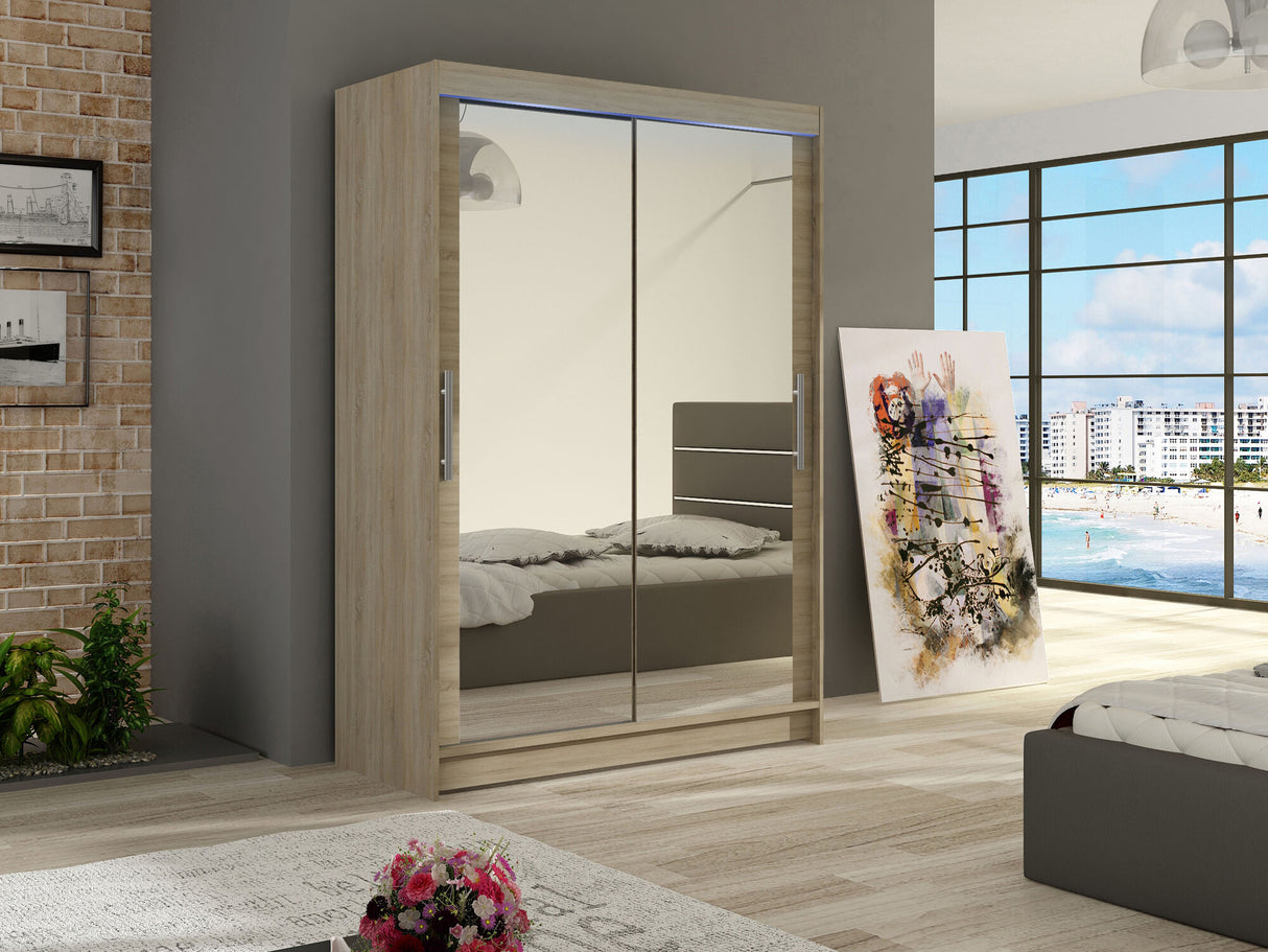 Gardróbszekrény Miami VII (Aldo), Szín: Sonoma tölgy, Led világítás: Igen