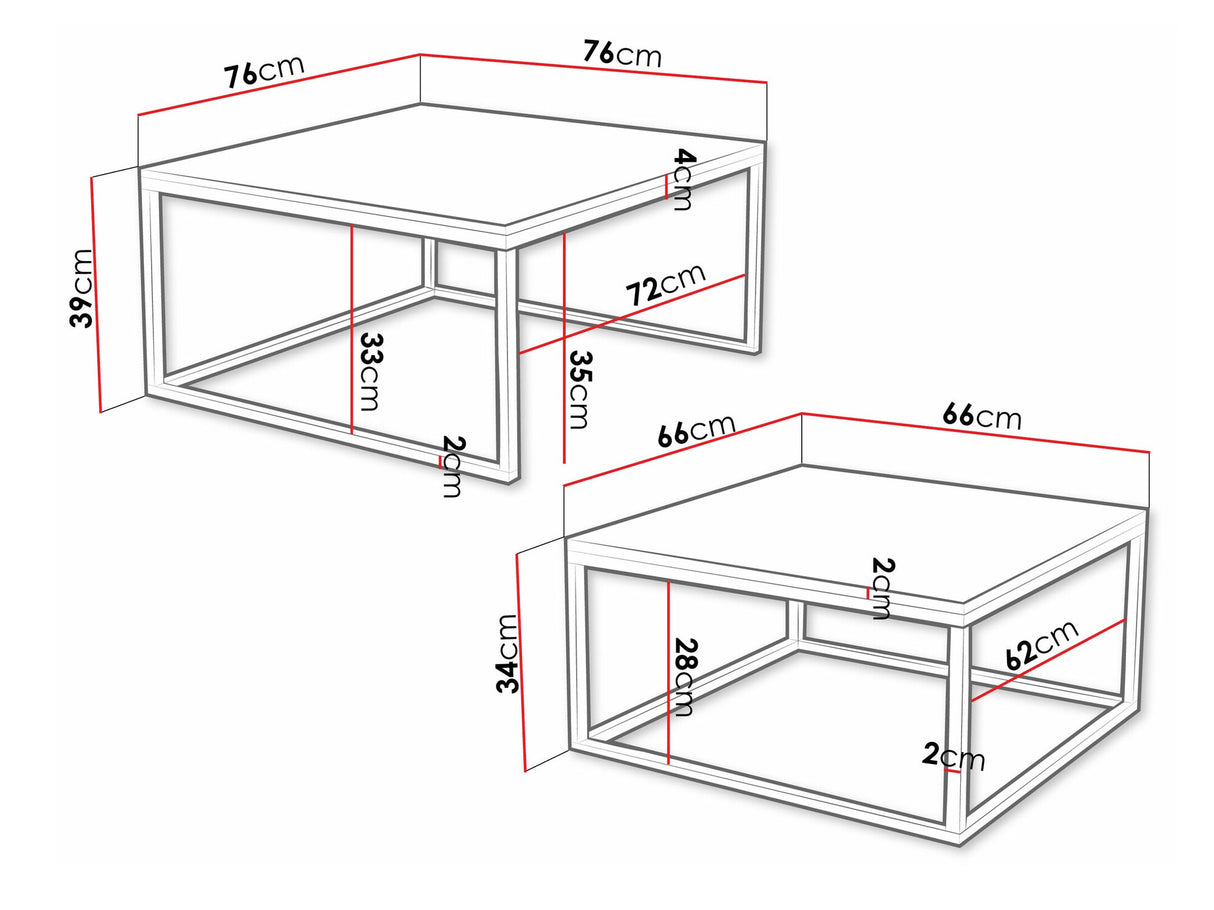 Dohányzóasztal szett Dual (Mirlik) I, Szín: Kasmír + Fekete