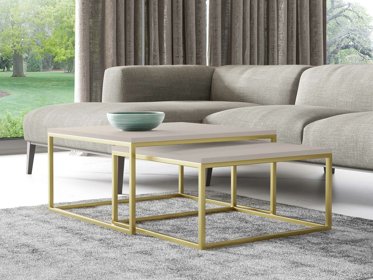 Dohányzóasztal szett Dual (Mirlik) II, Szín: Kasmír + Aranysárga