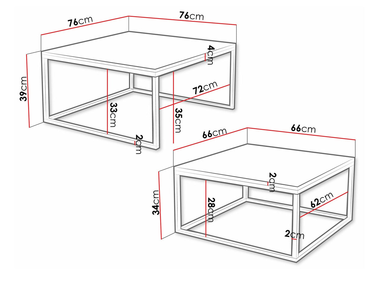 Dohányzóasztal szett Dual (Mirlik) II, Szín: Kasmír + Aranysárga