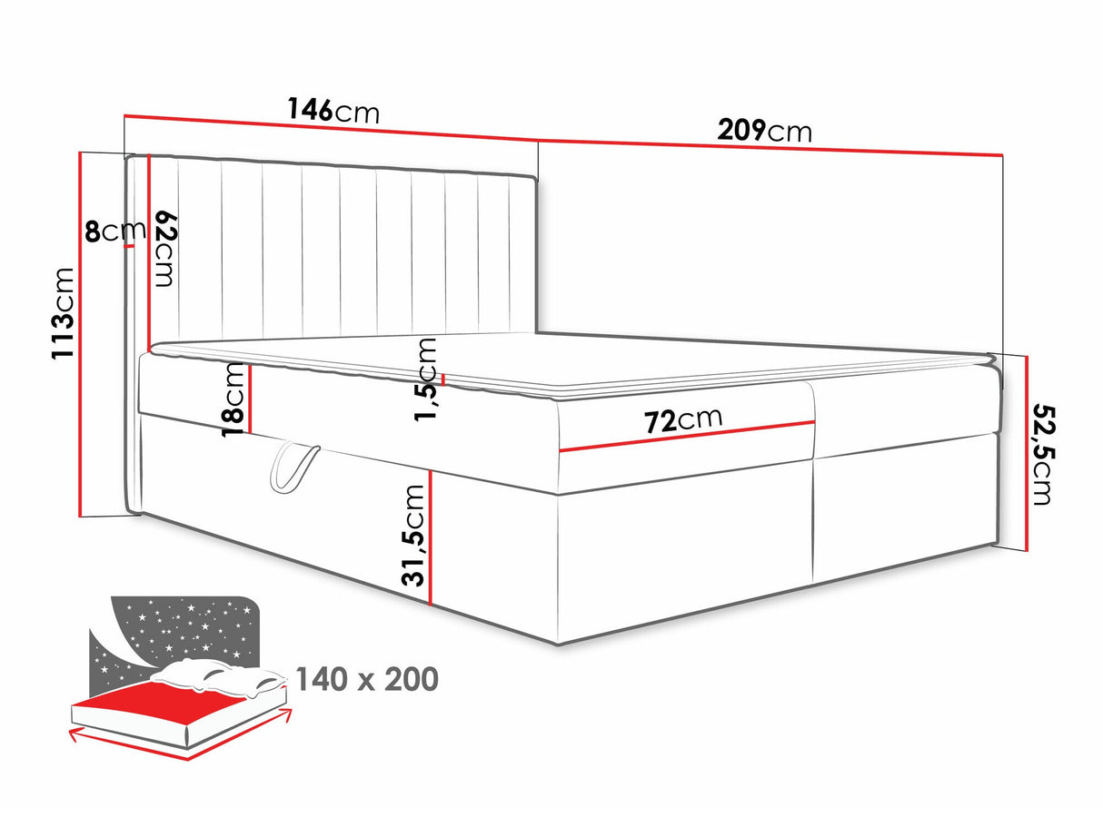 Kontinentális ágy Łóżko kontynentalne EVEREST, Szín: Lima 14, Alvó felület mérete: 140 x 200 cm