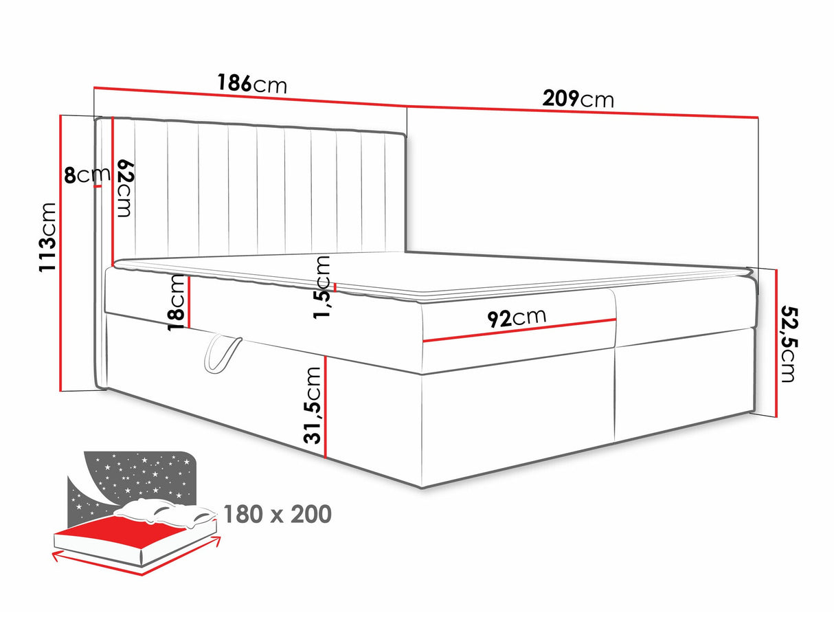 Kontinentális ágy Łóżko kontynentalne EVEREST, Szín: Lima 14, Alvó felület mérete: 180 x 200 cm