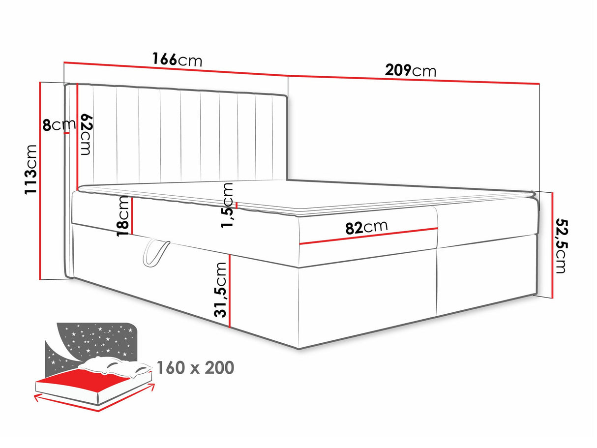 Kontinentális ágy Łóżko kontynentalne EVEREST, Szín: Lima 46, Alvó felület mérete: 160 x 200 cm