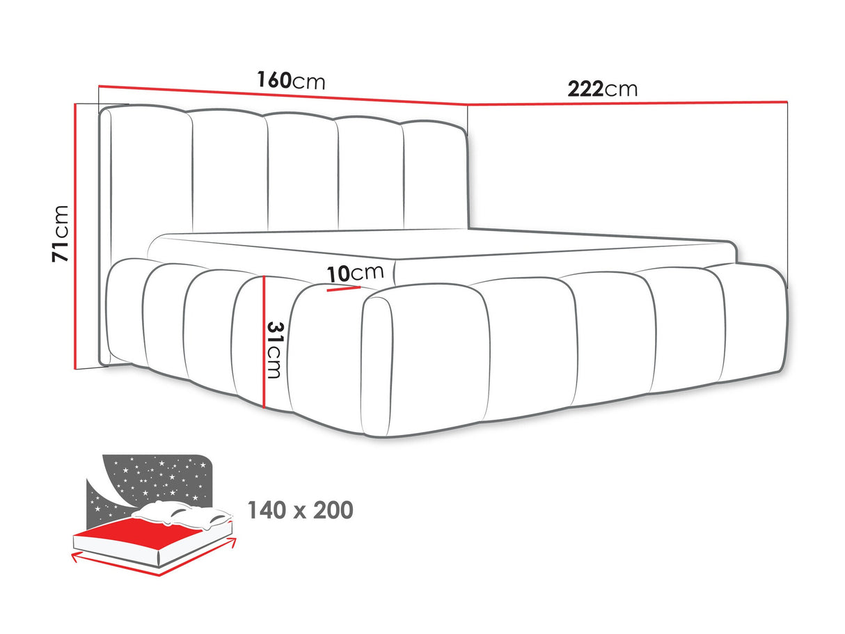 Ágy Łóżko tapicerowane KEVSON, Szín: Abriamo 04, Alvó felület mérete: 140 x 200 cm