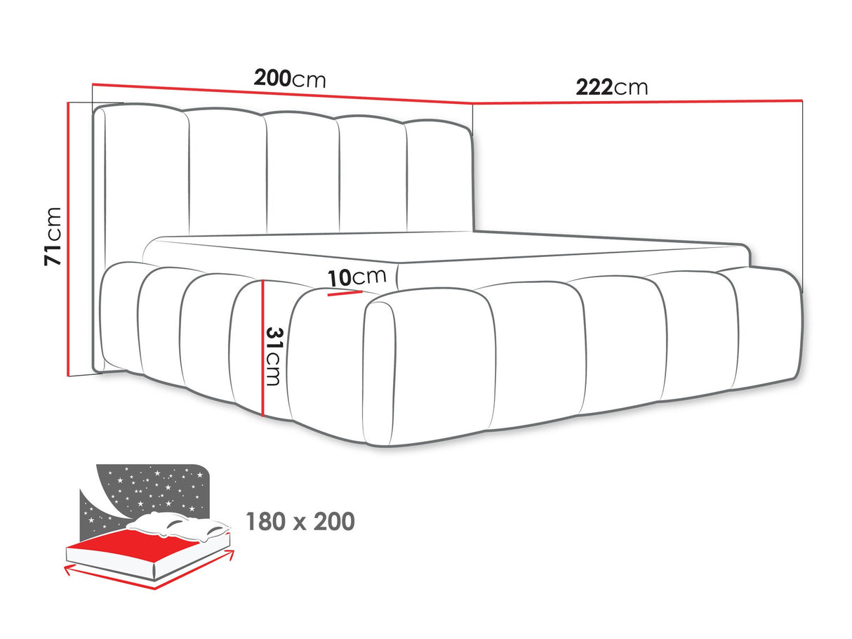 Ágy Łóżko tapicerowane KEVSON, Szín: Abriamo 04, Alvó felület mérete: 180 x 200 cm
