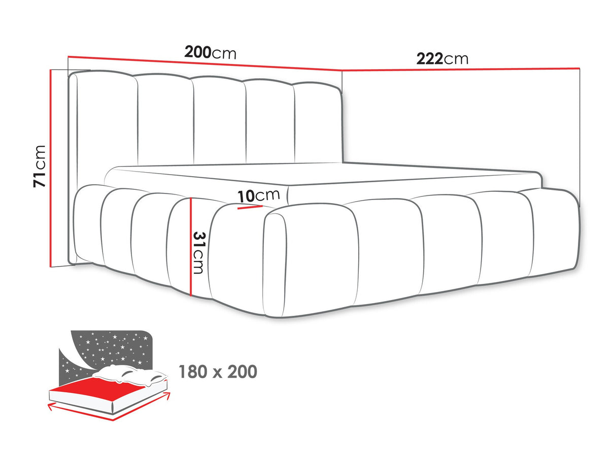 Ágy Łóżko tapicerowane KEVSON, Szín: Abriamo 11, Alvó felület mérete: 180 x 200 cm