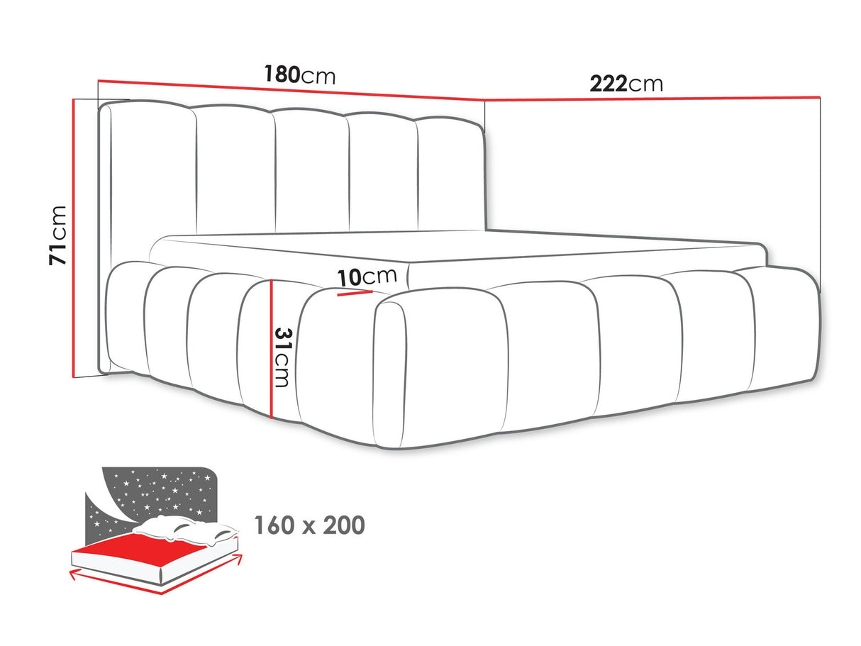 Ágy Łóżko tapicerowane KEVSON, Szín: Abriamo 14, Alvó felület mérete: 160 x 200 cm