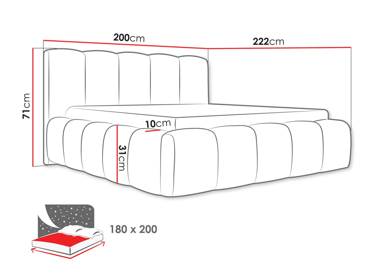 Ágy Łóżko tapicerowane KEVSON, Szín: Kronos 29, Alvó felület mérete: 180 x 200 cm