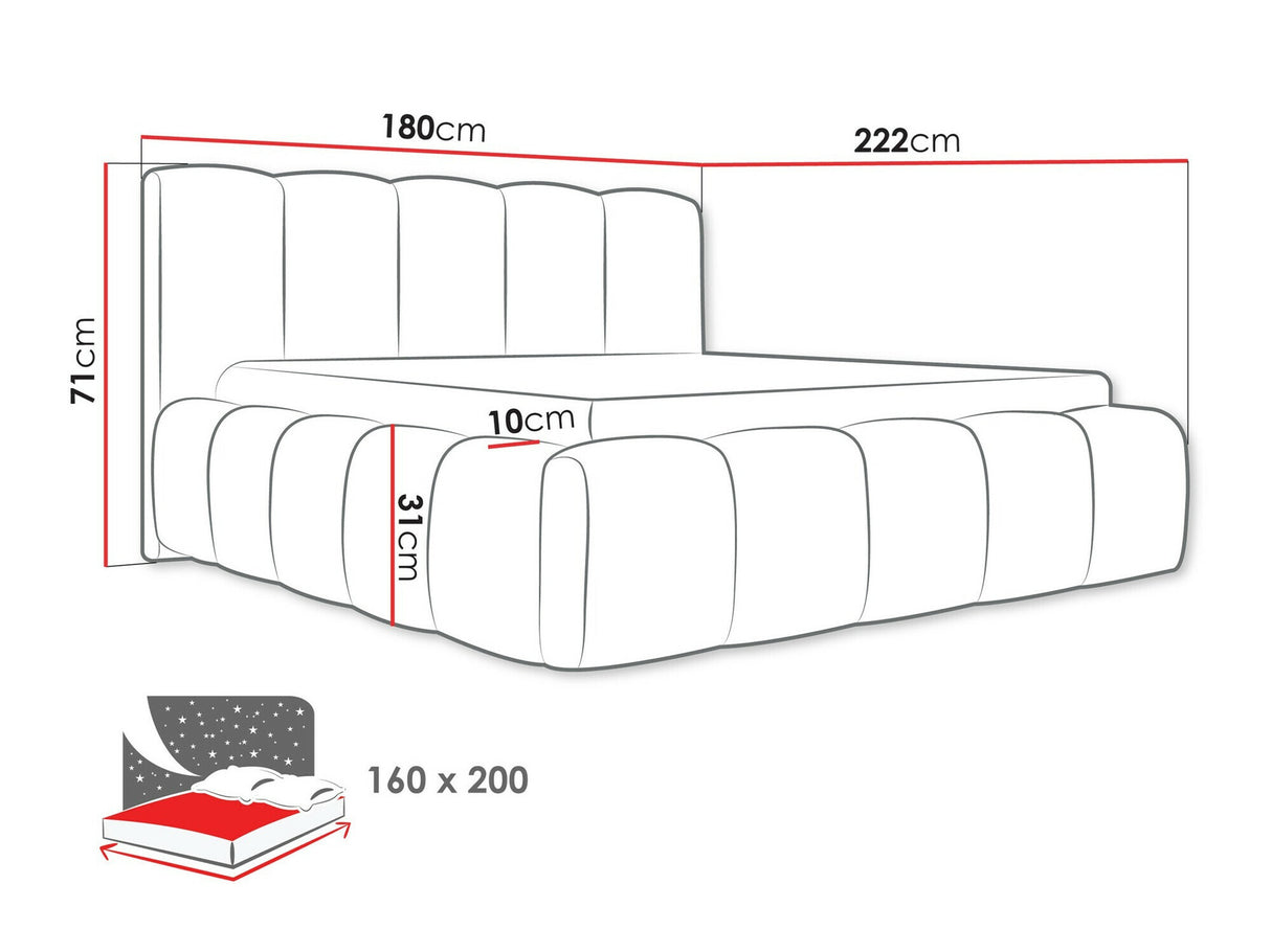 Ágy Łóżko tapicerowane KEVSON, Szín: Kronos 07, Alvó felület mérete: 160 x 200 cm