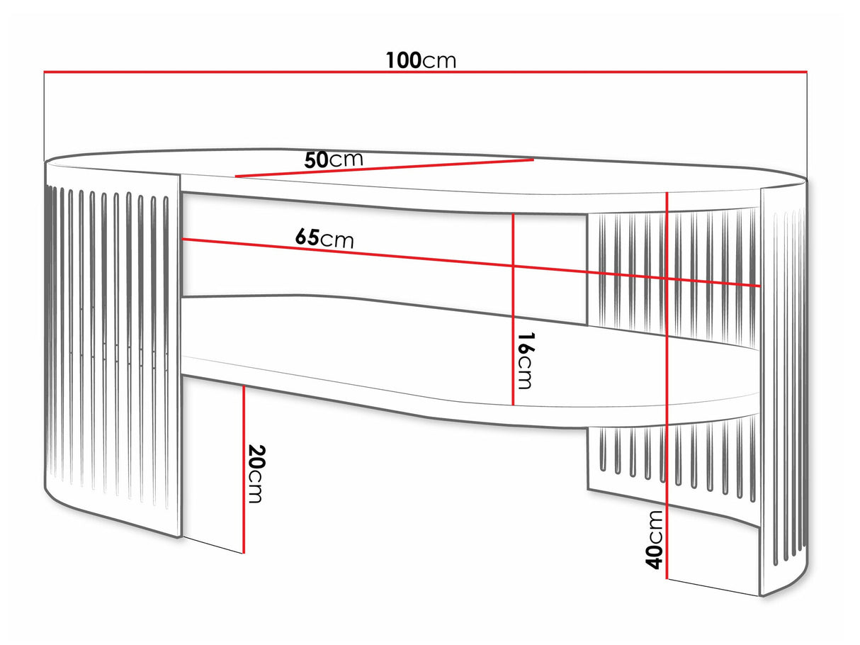 Dohányzóasztal Stolik kawowy owalny FIKOLI II, Szín: Fekete + Kasmír