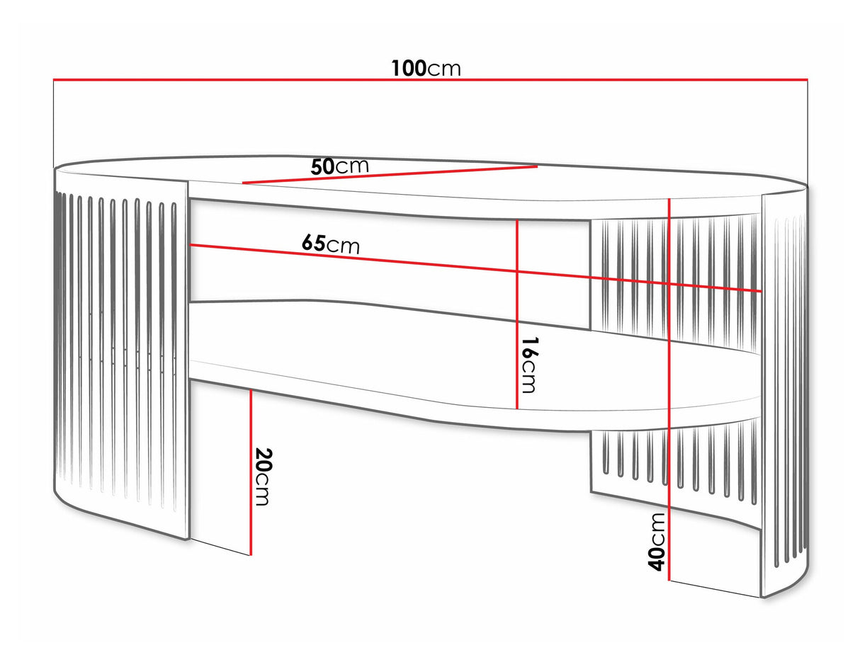 Dohányzóasztal Stolik kawowy owalny FIKOLI GOLD II, Szín: Aranysárga + Kasmír