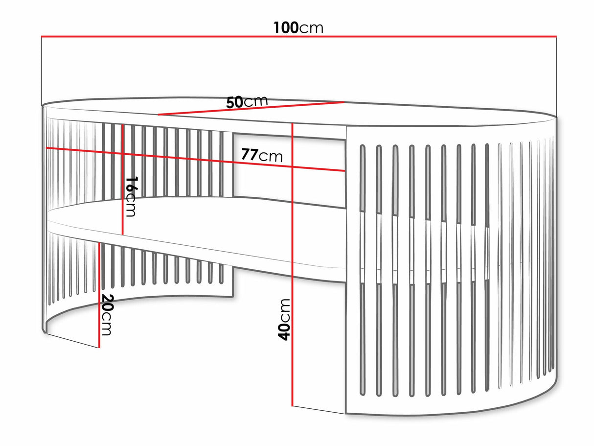 Dohányzóasztal Stolik kawowy owalny FIKOLI I, Szín: Fekete + Kasmír