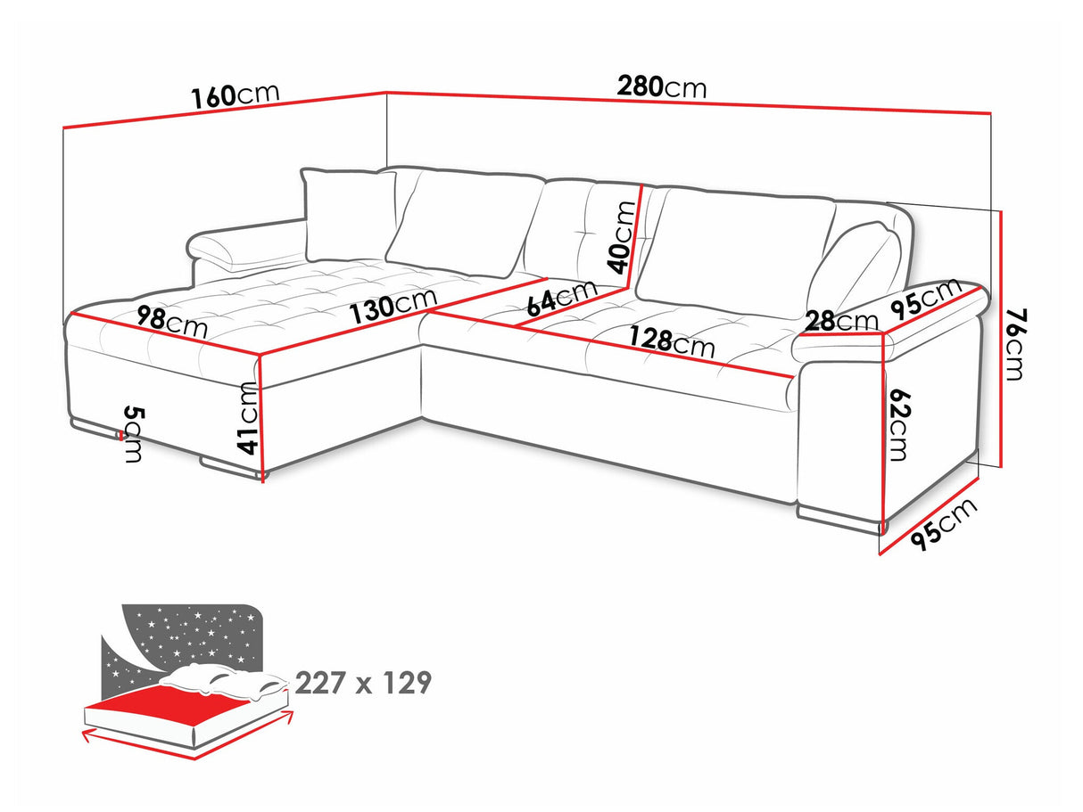 Sarokkanapé Diana (Dinem), Szín: Coral 45, Változatok: Balos