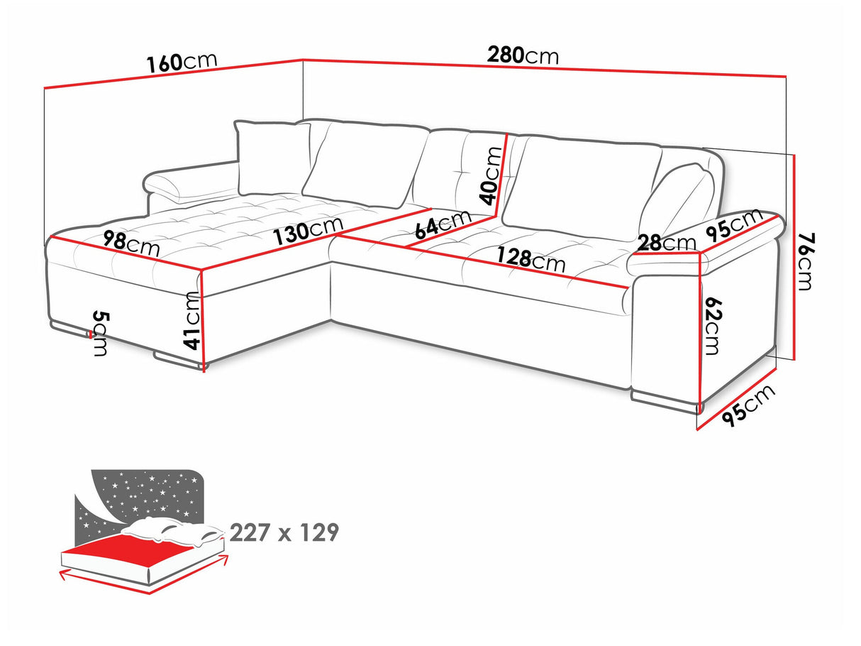 Sarokkanapé Diana (Dinem), Szín: Coral 45, Változatok: Jobbos