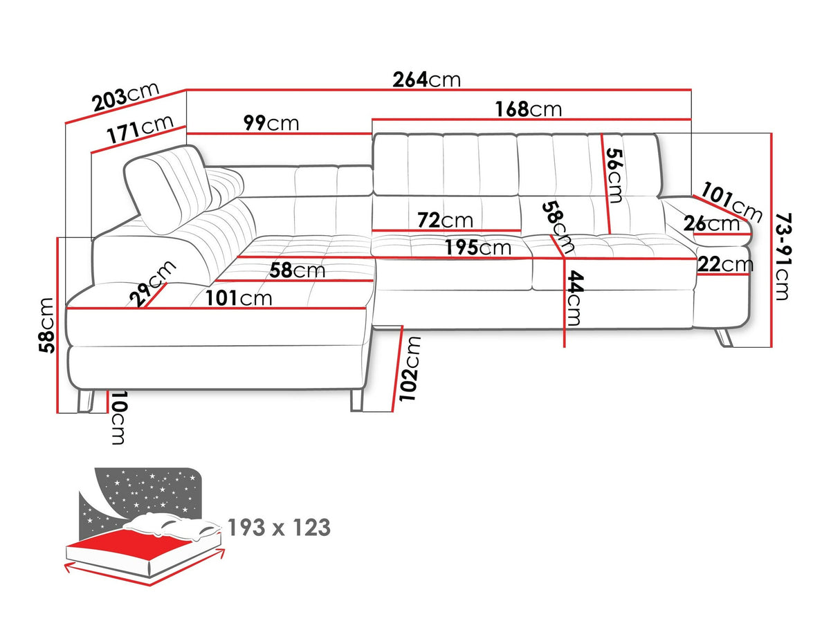 Sarokkanapé Nemrd (Elsie), Szín: Sorriso 22, Változatok: Balos