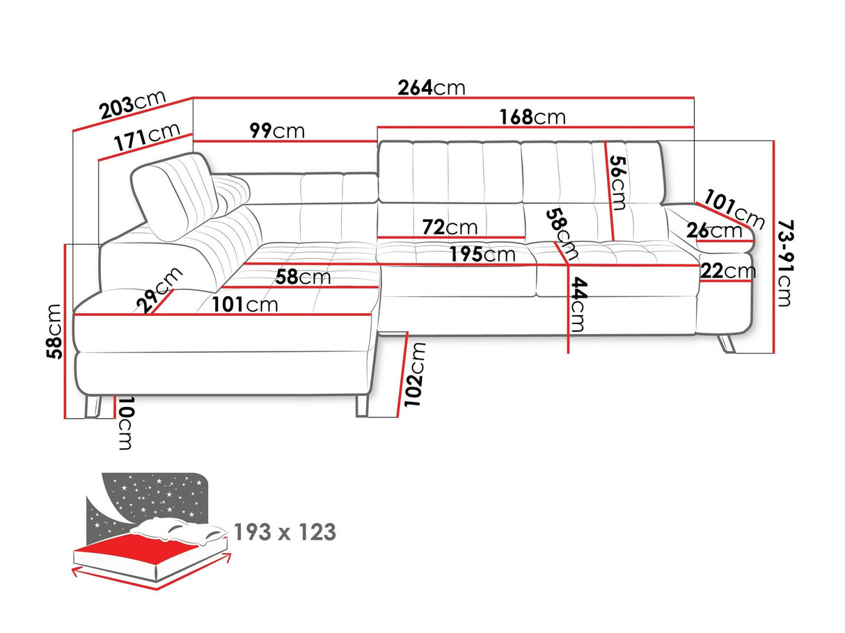 Sarokkanapé Nemrd (Elsie), Szín: Velo 625, Változatok: Balos