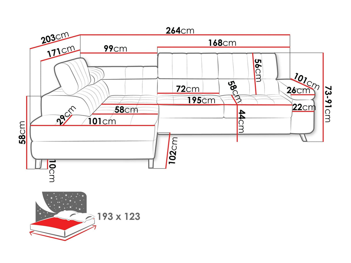 Sarokkanapé Nemrd (Elsie), Szín: Baloo 2074, Változatok: Balos