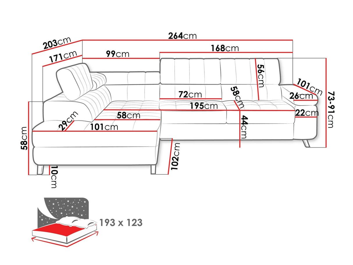 Sarokkanapé Nemrd (Elsie), Szín: Sicuro 65, Változatok: Jobbos
