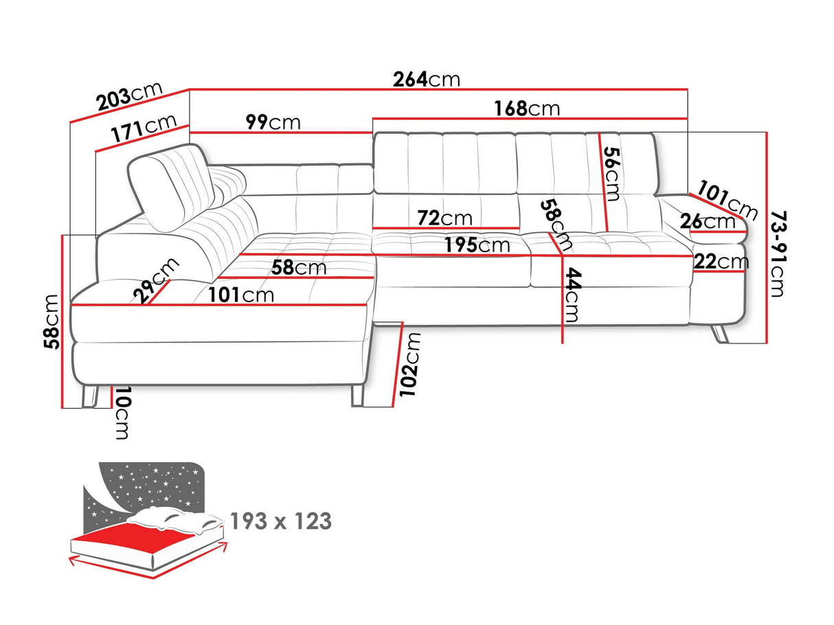 Sarokkanapé Nemrd (Elsie), Szín: Wave 05, Változatok: Balos